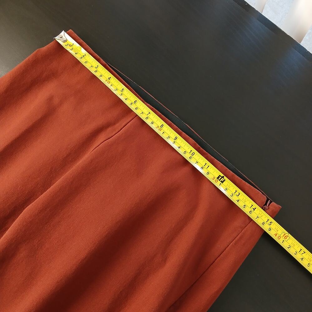 A New Day Slim Straight Leg Pintuck Ankle Pants 8 red-orange stretch high waist - Picture 8 of 14